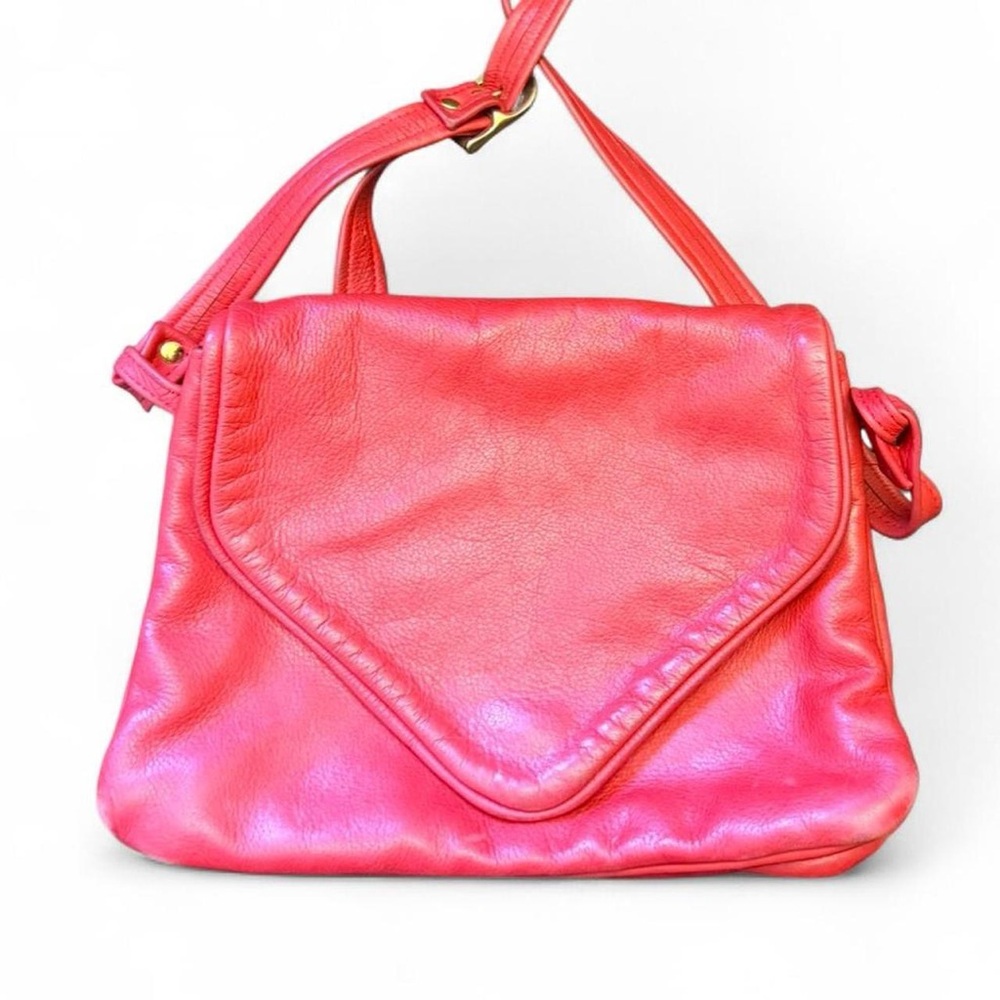 Red-orange genuine leather shoulder bag purse